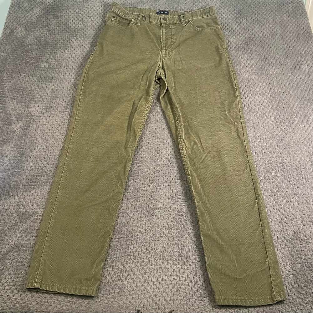 Lands' End Men's Corduroy Pants‎ Size 34 Traditional Fit Straight Leg Green